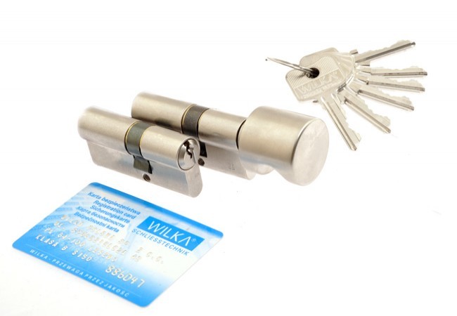 Kpl. wkładek WILKA 1400 35/40+ 1405 40g/35 nikiel z gałką klasa C