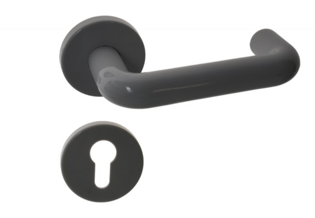 Klamka p.poż. 9x9x125 z rozetą okrągłą szara