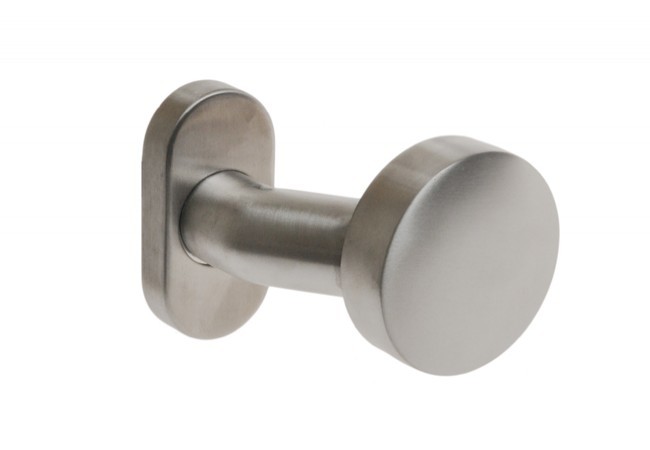 Gałka płaska odgięta IN 265 OV stała z trzpieniem 8 szyld owalny