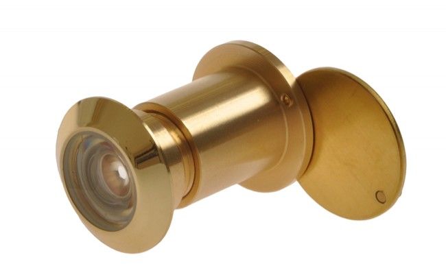 Wizjer drzwiowy fi 27 65-90 mm mosiądz polerowany kąt widzenia 180 stopni