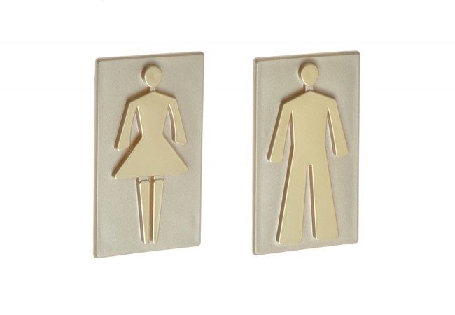 Oznaczenie toalety samoprzylepne -POSTAĆ 8,5 cm oliwka - plakietka