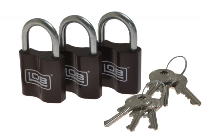 Komplet 3 kłódek bębenkowych znalowych KZ30, 6 kluczY BLISTER