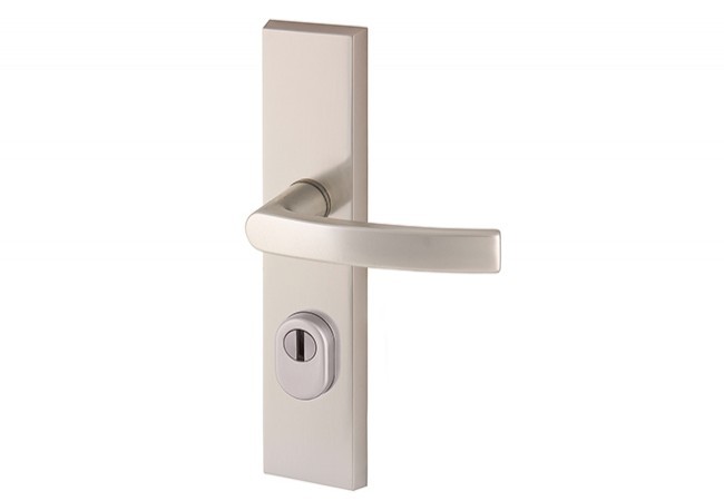 Klamka Axa ODIN 72 WB klasa 3 z zabezpieczeniem wkładki FLEX (p.poż.), kolor F6 - stal nierdzewna (grubość drzwi 74-83 mm)