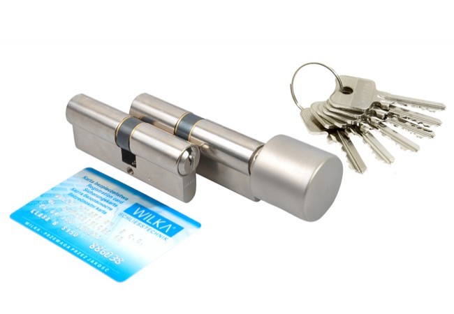 Kpl. wkładek WILKA 1400 45/50+ 1405 45g/50 nikiel z gałką klasa B