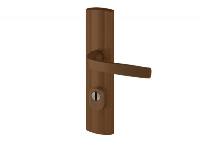 Klamka Axa PRESTIGE 92 WB klasa 3 z zabezpieczeniem wkładki FLEX (p.poż.), kolor F4 - stare złoto (grubość drzwi 74-83 mm)