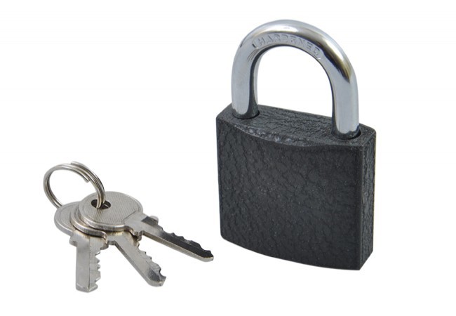 Kłódka żeliwna zatrzaskowa KSV50 z hartowanym pałąkiem BLISTER