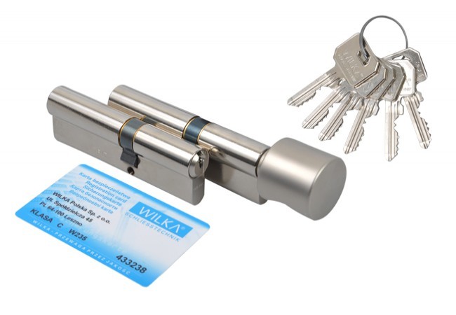 Komplet wkładek WILKA 1400 45/50+ 1405 45g/50 nikiel z gałką klasa C