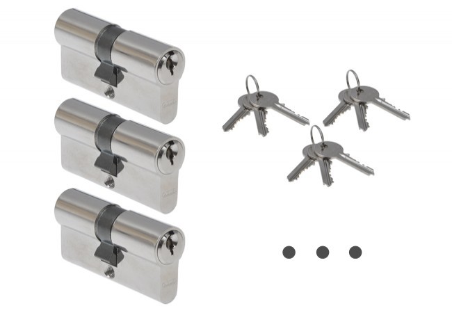 Wkładka ABUS E45N 30/40 nikiel KA01 w systemie jednego klucza ,(3 klucze do każdej wkładki)
