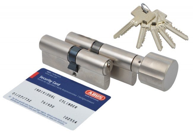 Wkładka bębenkowa Abus Pfaffenhain Standard 55g/40 nikiel z gałką (5 kluczy nacinanych), klasa 6.2 C