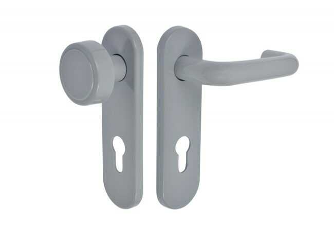 Gałko-klamka p.poż. .......125 72 mm szara połysk trzp 9