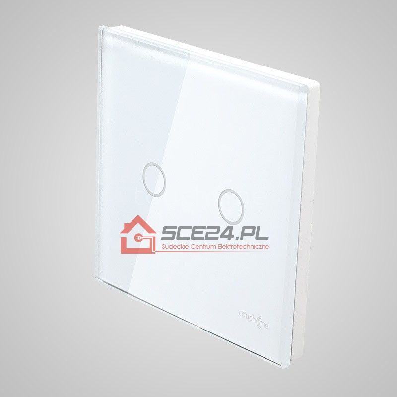 Duży panel dotykowy 86x86mm szklany, łącznik podwójny, biały