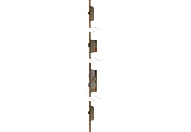 Zamek wielopunktowy ZDL200H03 72/55, 2-hakowy,ocynk żółty