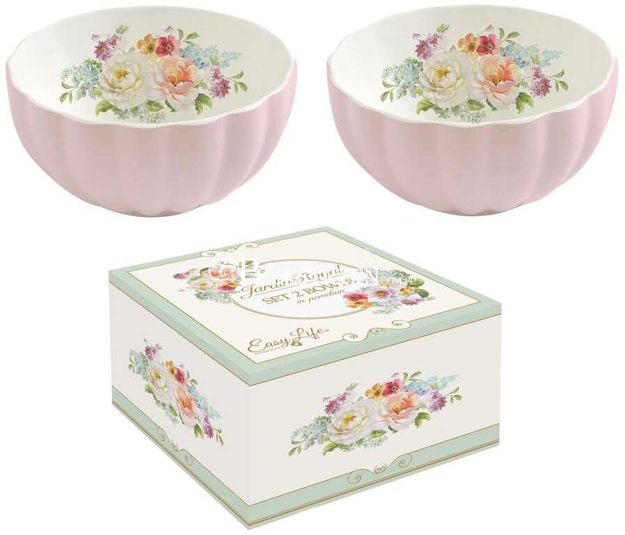 ZESTAW: 2 PORCELANOWE MISKI W PUDEŁKU Royale PINK