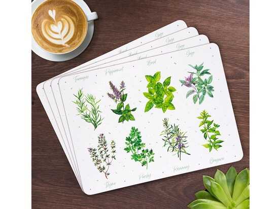 PODKŁADKI KORKOWE NA STÓŁ Herb Garden - Zioła ŚREDNIE KPL. 4 SZT.