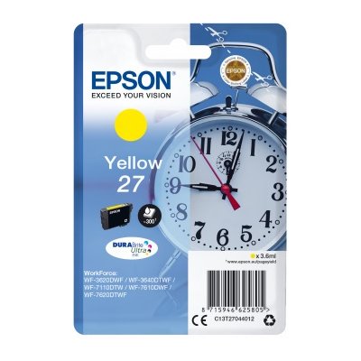 Epson oryginalny ink C13T27044012, 27, yellow, 3,6ml, WF-3620, 3640, 7110, 7610, 7620 C13T27044012