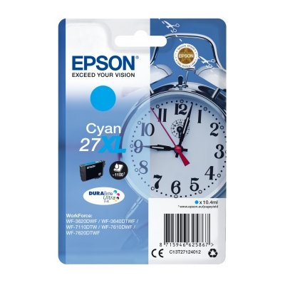 Epson oryginalny ink C13T27124012, 27XL, cyan, 10,4ml, WF-3620, 3640, 7110, 7610, 7620 C13T27124012