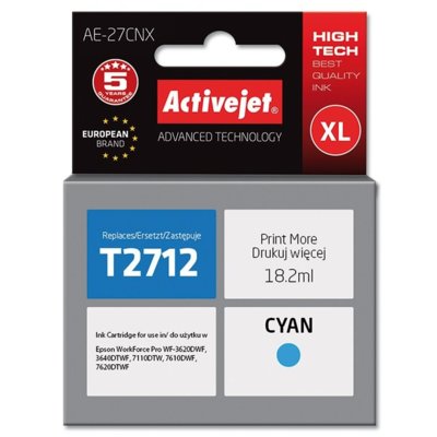 ActiveJet Tusz AE-27CNX (do drukarki Epson, zamiennik 27XL T2712 supreme 18,2ml cyan Chip) EXPACJAEP0267
