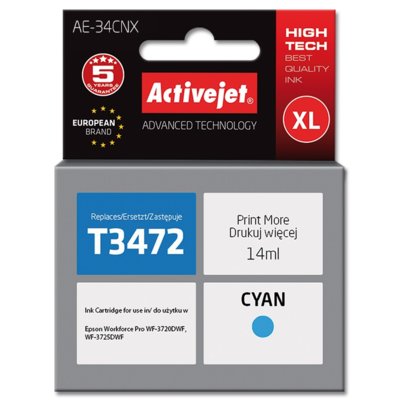 ActiveJet Tusz AE-34CNX do drukarki Epson zamiennik T3472 supreme 14ml cyan) AE-34CNX