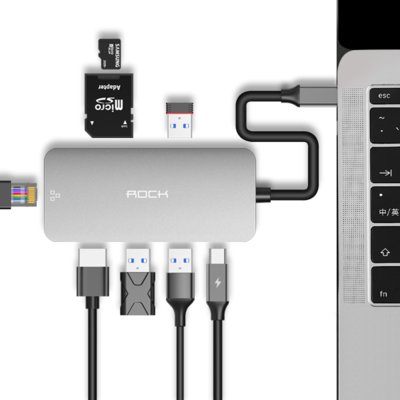 Rock ROCK ADAPTER TYPE-C TO MULTI PORT 8IN1 GRAY