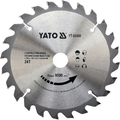 Yato PIŁA TARCZOWA Z WĘGLIKIEM WOLFRAMU DO DREWNA 160x20MM YT-60480 YATO YT-60480