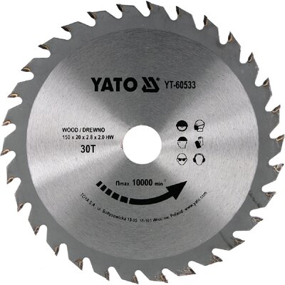 Yato PIŁA TARCZOWA Z WĘGLIKIEM WOLFRAMU DO DREWNA 150 20MM YT-60533