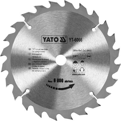 YATO PIŁA TARCZOWA Z WĘGLIKIEM 205X18X24 MM (YT-6066)