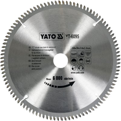 YATO Piła tarczowa do aluminium 250x30x100 mm YT-6095