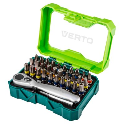 VERTO 66H622 ZESTAW BITÓW 32 SZT 25 MM 4 X PH 4 X PZ 4 X SL 4 X HEX 7 X TX 7 X TT + GRZECHOTKA DO BITÓW 66H622