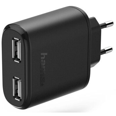 Hama Ładowarka sieciowa 2xUSB 4,8A Czarny (173608)