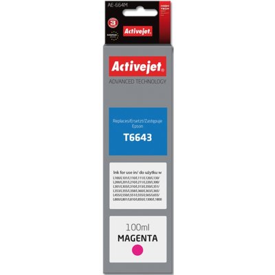 ActiveJet Tusz AE-664M (zamiennik Epson T6643; Supreme; 100 ml; czerwony)
