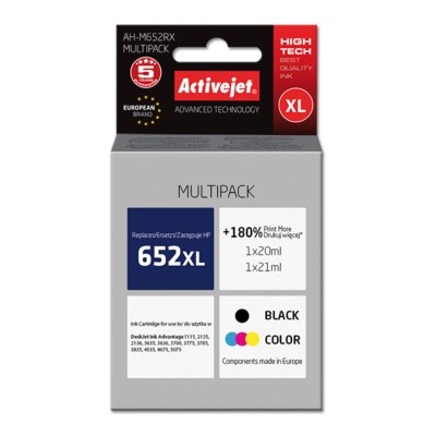 ActiveJet Tusz AH-M652RX (zamiennik HP 652 F6V25/F6V24; Premium; 1 x 20 ml, 1 x 21 ml; czarny, kolor) 2_211002