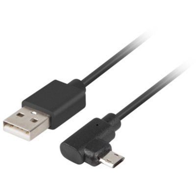 LANBERG LANBERG Kabel Micro USB AM 2.0 1,8m kątowy lewo/prawo Easy-USB czarny + EKSPRESOWA CA-USBM-13CC-0018-BK