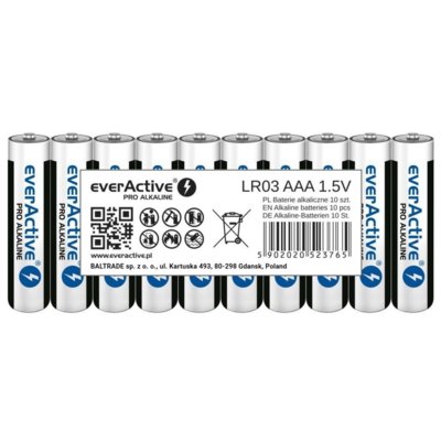 EverActive 10 x baterie alkaliczne Pro LR03 AAA taca