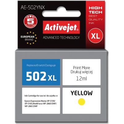ActiveJet Tusz AE-502YNX (zamiennik Epson 502XL W44010; Supreme; 12 ml; żółty) (EXPACJAEP0298)