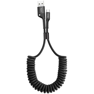 Baseus elastyczny kabel Fish eye spring USB-C Typ C 2A 1M czarny CATSR-01