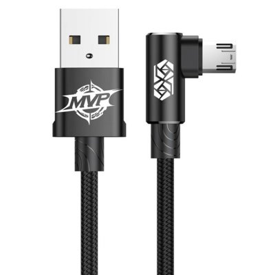Baseus Kabel MVP Elbow kątowy dwustronny micro USB 2m Black (CAMMVP-B01)