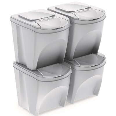 Kosz do segregacji śmieci Sortibox 20 l, 4 szt., biały
