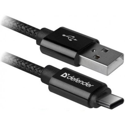 Defender Kabel USB Defender AM-TYPE C 1m 2,1A czarny 87814