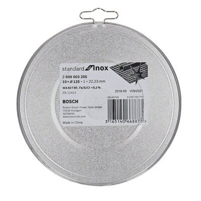 Bosch tarcza tnąca prosta Standard for Inox – Rapido WA 60 T BF, 125 mm, 2