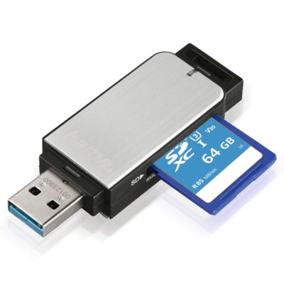 Hama Czytnik kart pamięci zewnętrzny USB 3.0 srebrny