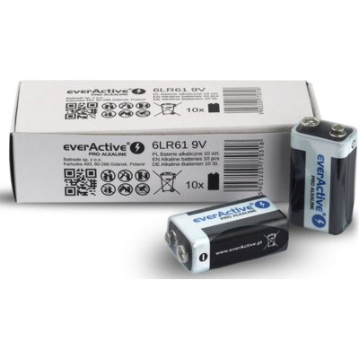 EverActive 10 x baterie alkaliczne Pro 6LR61 6LF22 9V kartonik/folia EV6LR61PRO-10PAK