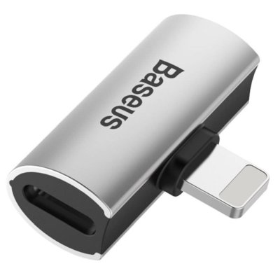 Baseus Adapter Audio Baseus L46 Lightning do 2x Lightning (srebrno-czarny) BSU1203SLVBLK