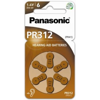 Panasonic Baterie do aparatów słuchowych 312 6 sztuk PR312