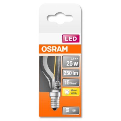 Osram żarówka LED E14 kropla 2,5W 827 Retrofit