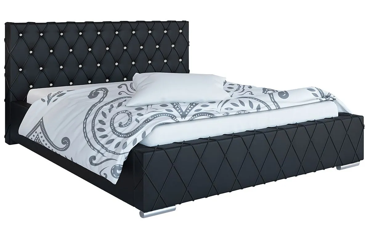 Pikowane łóżko z zagłówkiem glamour 160x200 W9-F65