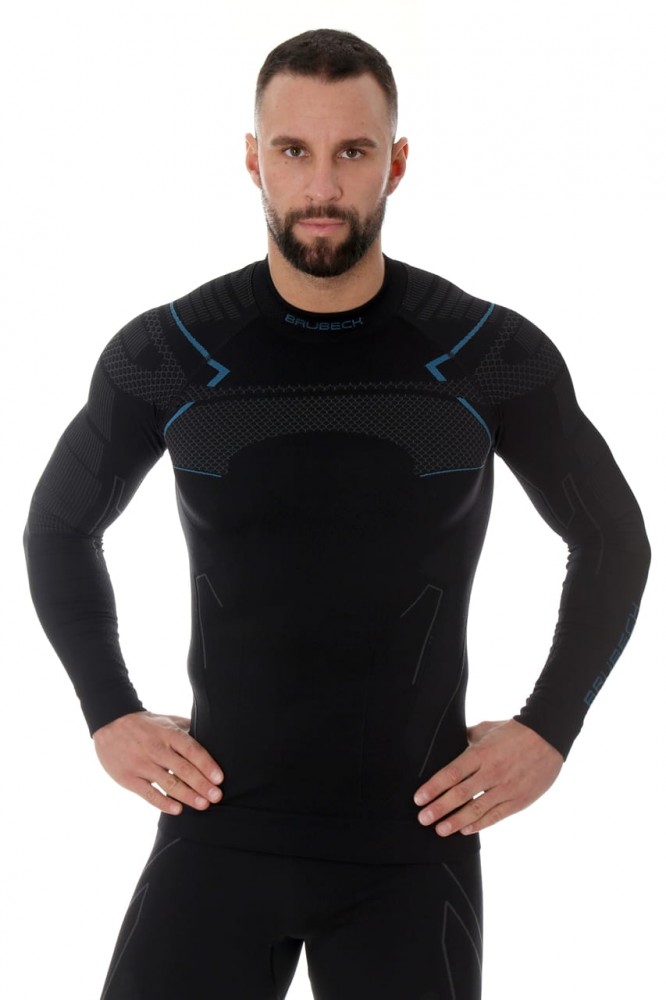 Bluza termoaktywna męska Brubeck Thermo LS13040A czarny/niebieski
