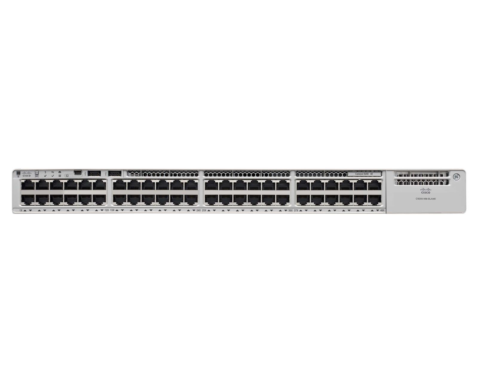 C9200-48T-A - 48x 1GE RJ45, opcjonalny uplink 4x 10G SFP+, opr. Network Advantage, Cisco Catalyst 9200 Switch