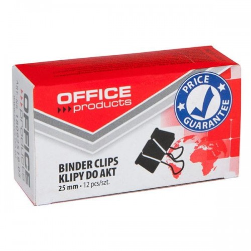Office products Klipy do dokumentów 25mm, 12szt., czarne DN136