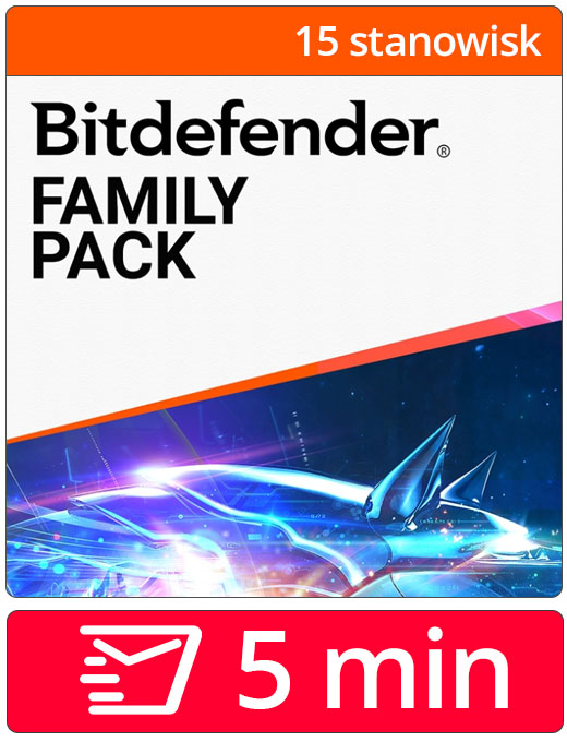 Bitdefender Family Pack 2026 (15 stanowisk, odnowienie na 24 miesiące)