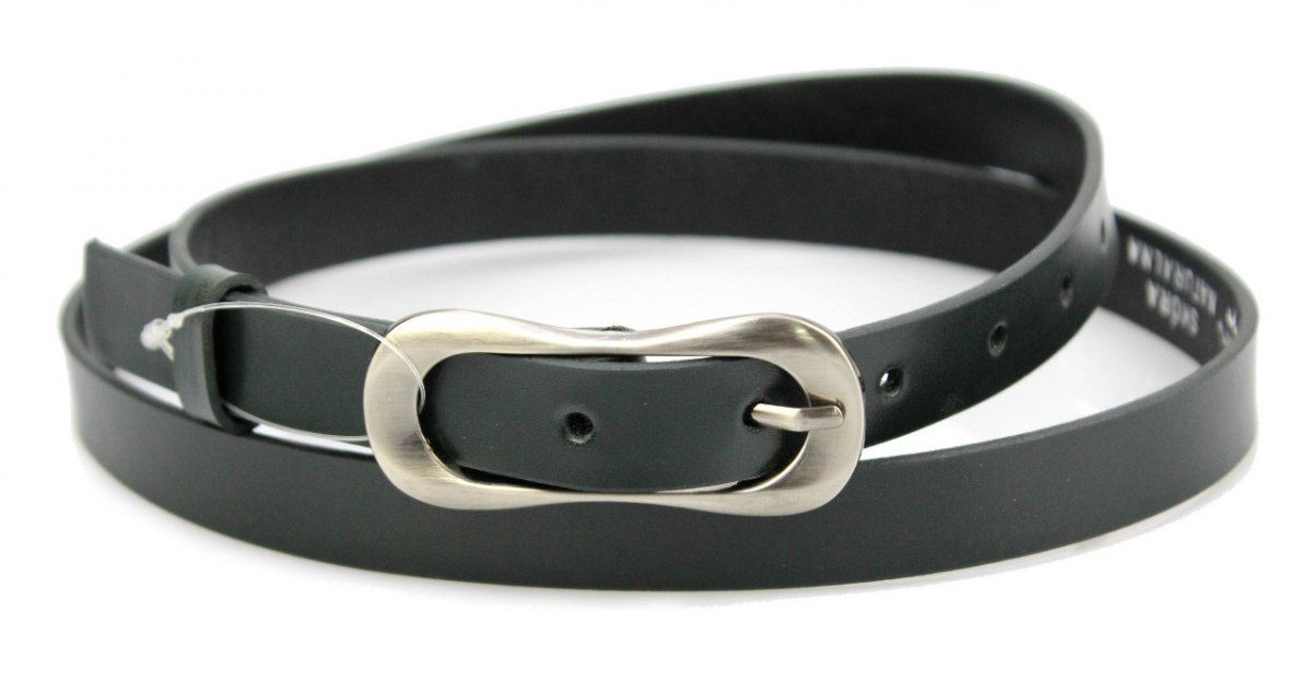 Pasek Damski Skórzany Gładki COMPLEX (PL) 20 mm BARDZO CIEMNA ZIELEŃ Wąski